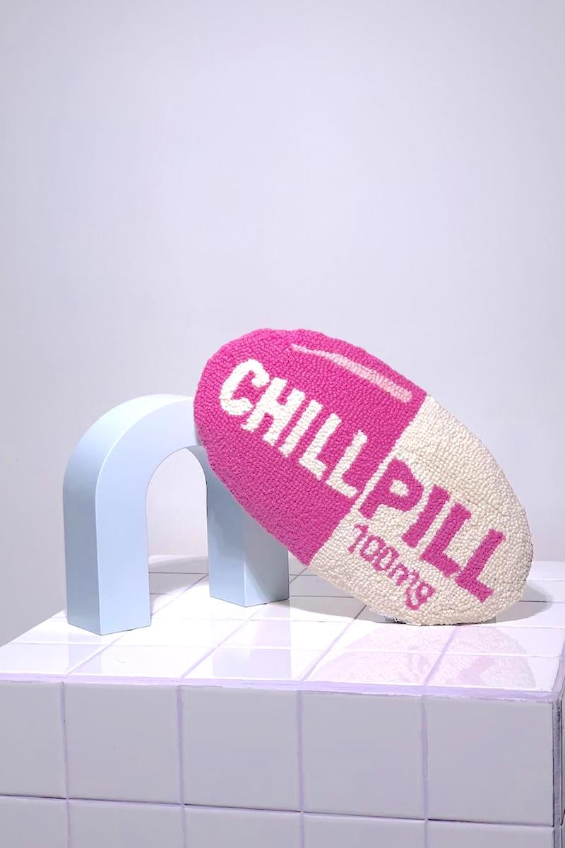 Chill Pill Wool Throw Pillow Pillow Mulberry & Grand Chill Pill Pink