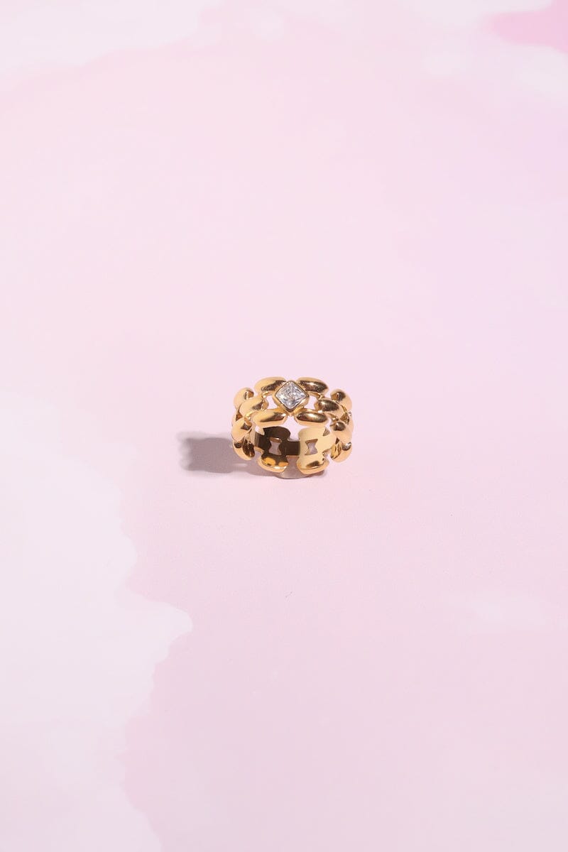 Chunky Chain Link Crystal Stacking Ring Rings mure + grand