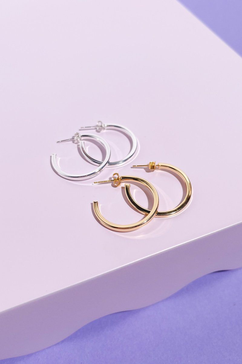 Classic Sterling Silver Hoop Earrings Earrings Mulberry & Grand