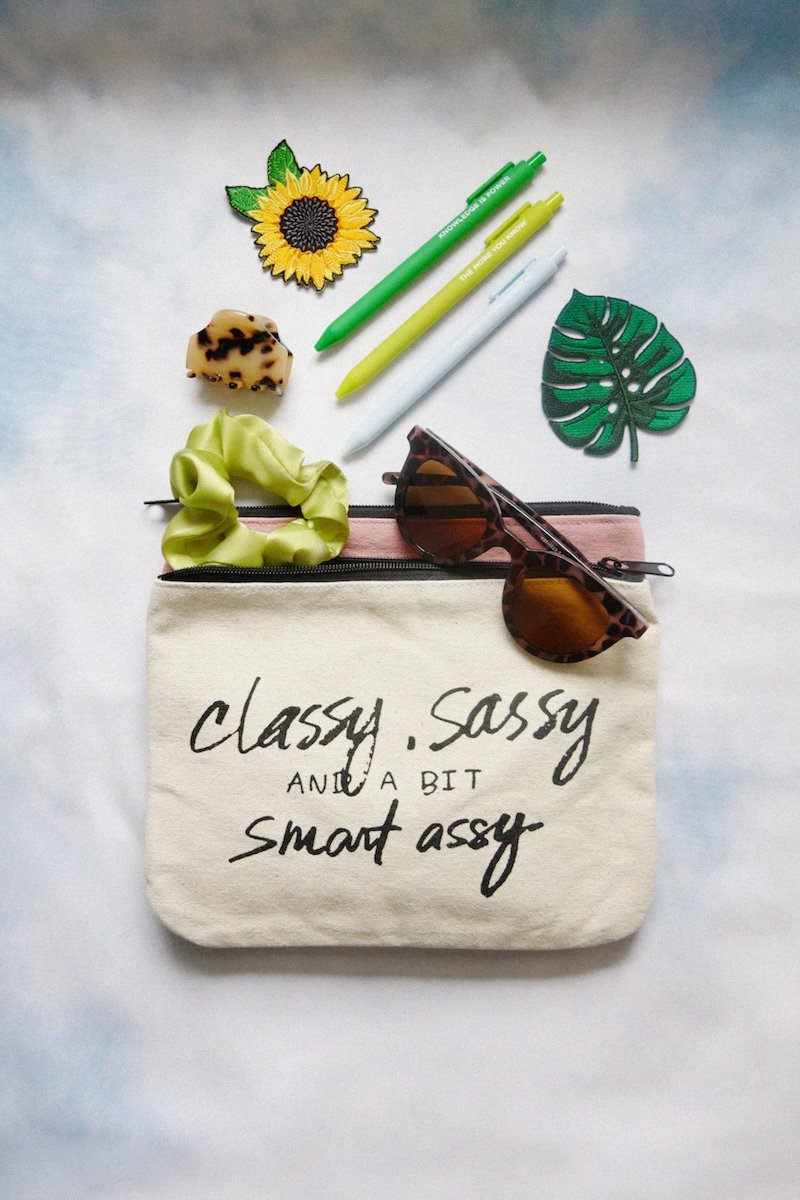 Classy Sassy and a Bit Smart Assy Canvas Pouch Inspirational Canvas Pouch Mulberry & Grand