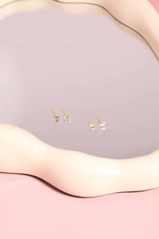 Crescent Moon Sterling Silver Stud Earrings Earrings mure + grand