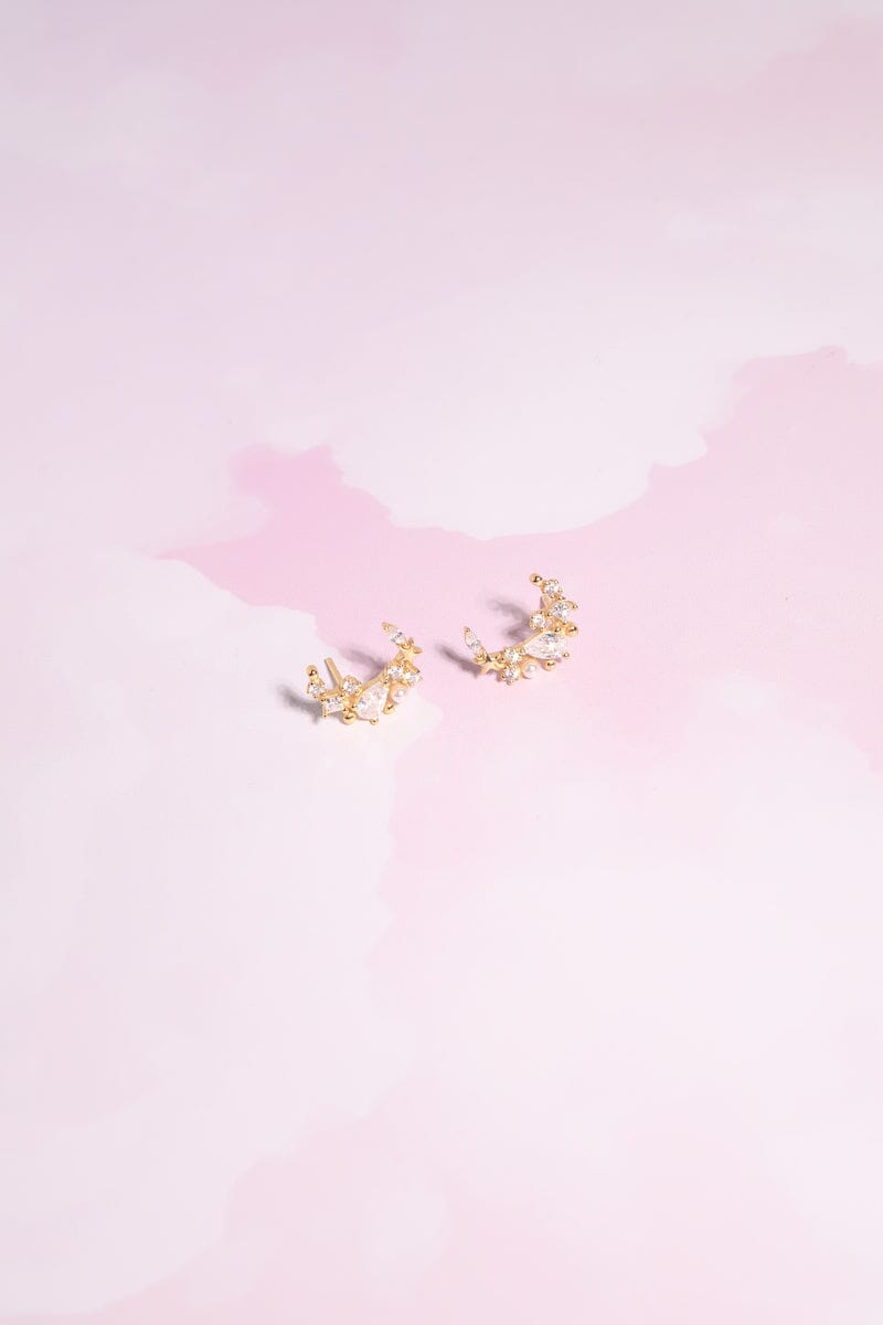 Crescent Moon Sterling Silver Stud Earrings Earrings Mure + Grand