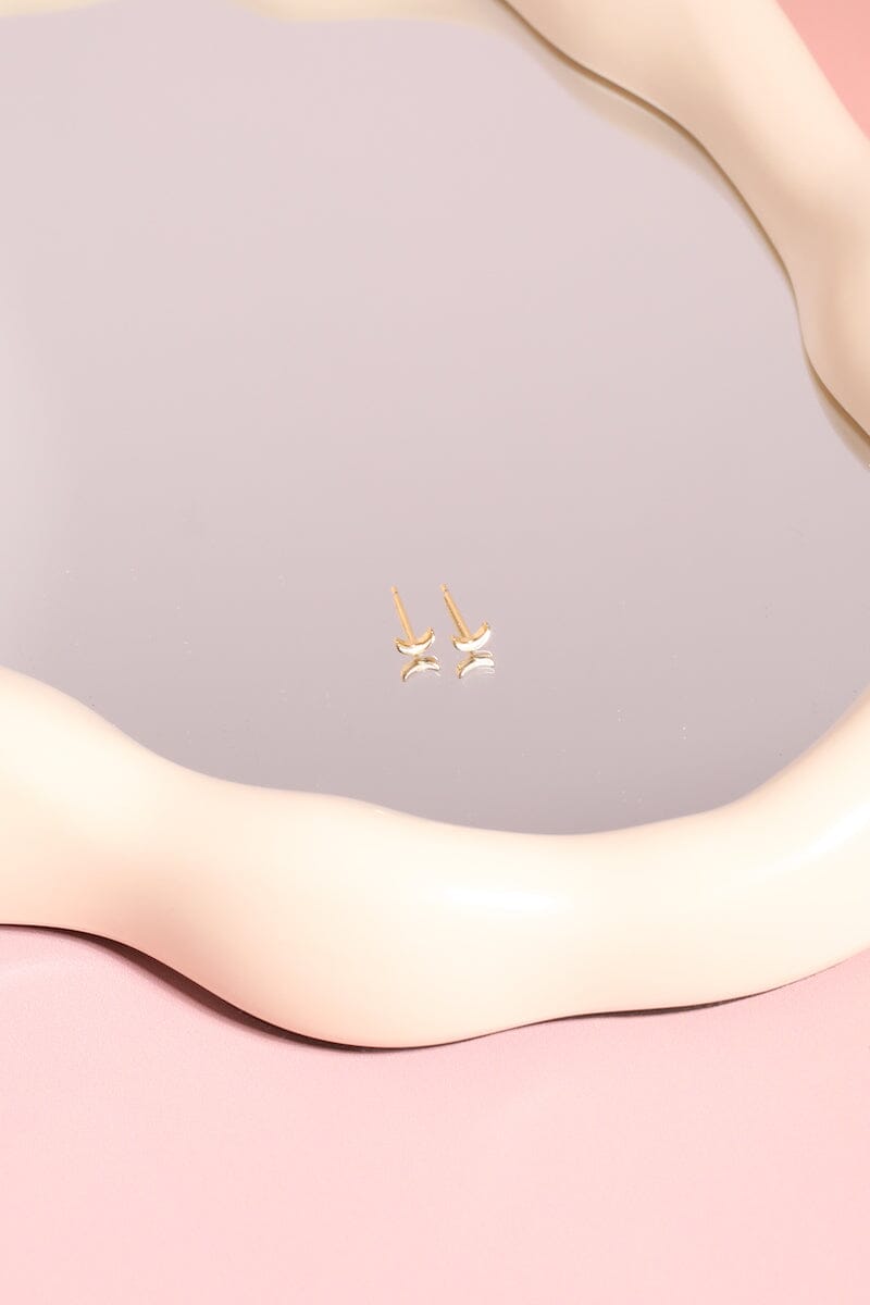 Crescent Moon Sterling Silver Stud Earrings Earrings mure + grand White