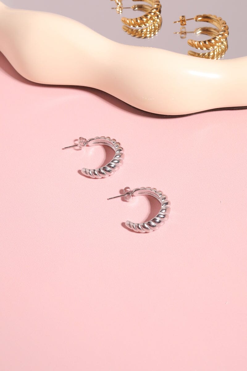 Croissant Hoop Earring mure + grand Silver