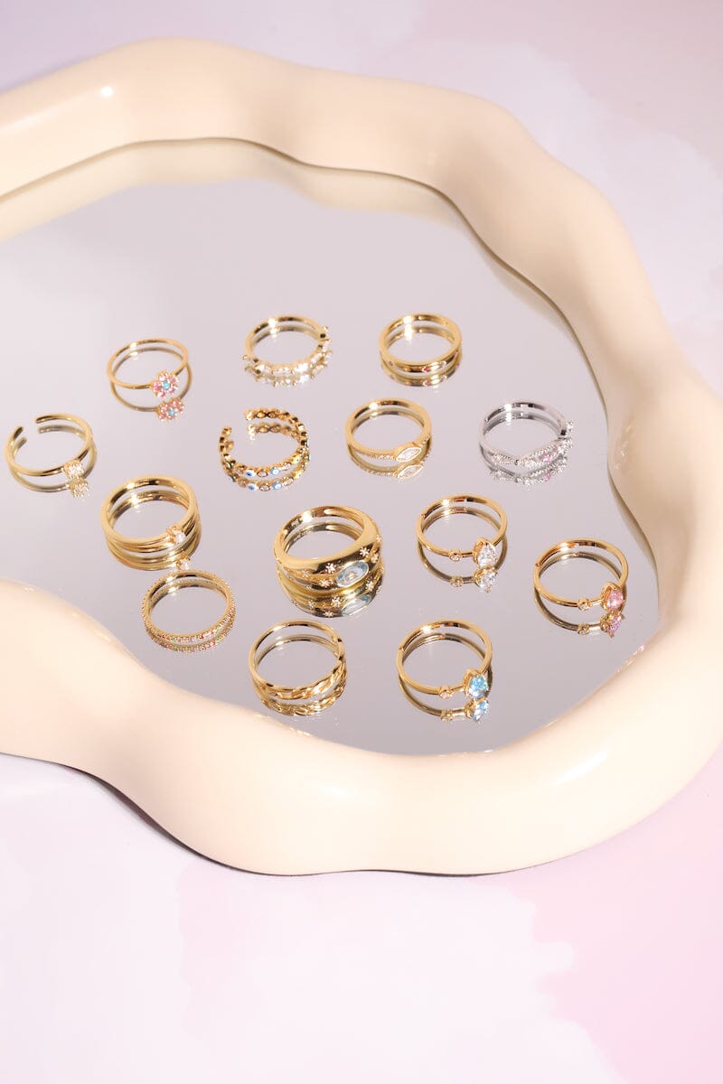 Crystal Embellished Evil Eye Sterling Silver Ring Rings mure + grand