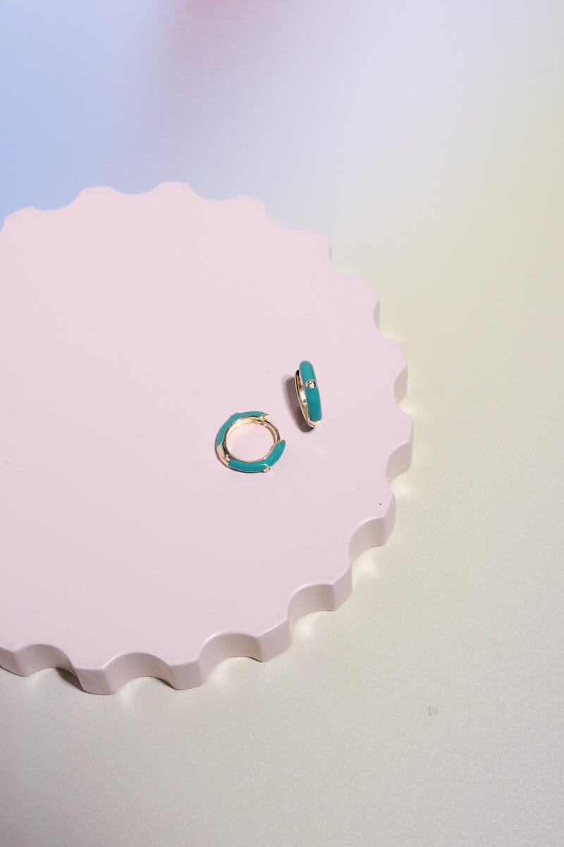 Crystal Enamel Sterling Silver Hoop Huggie Earrings Mure + Grand Pine