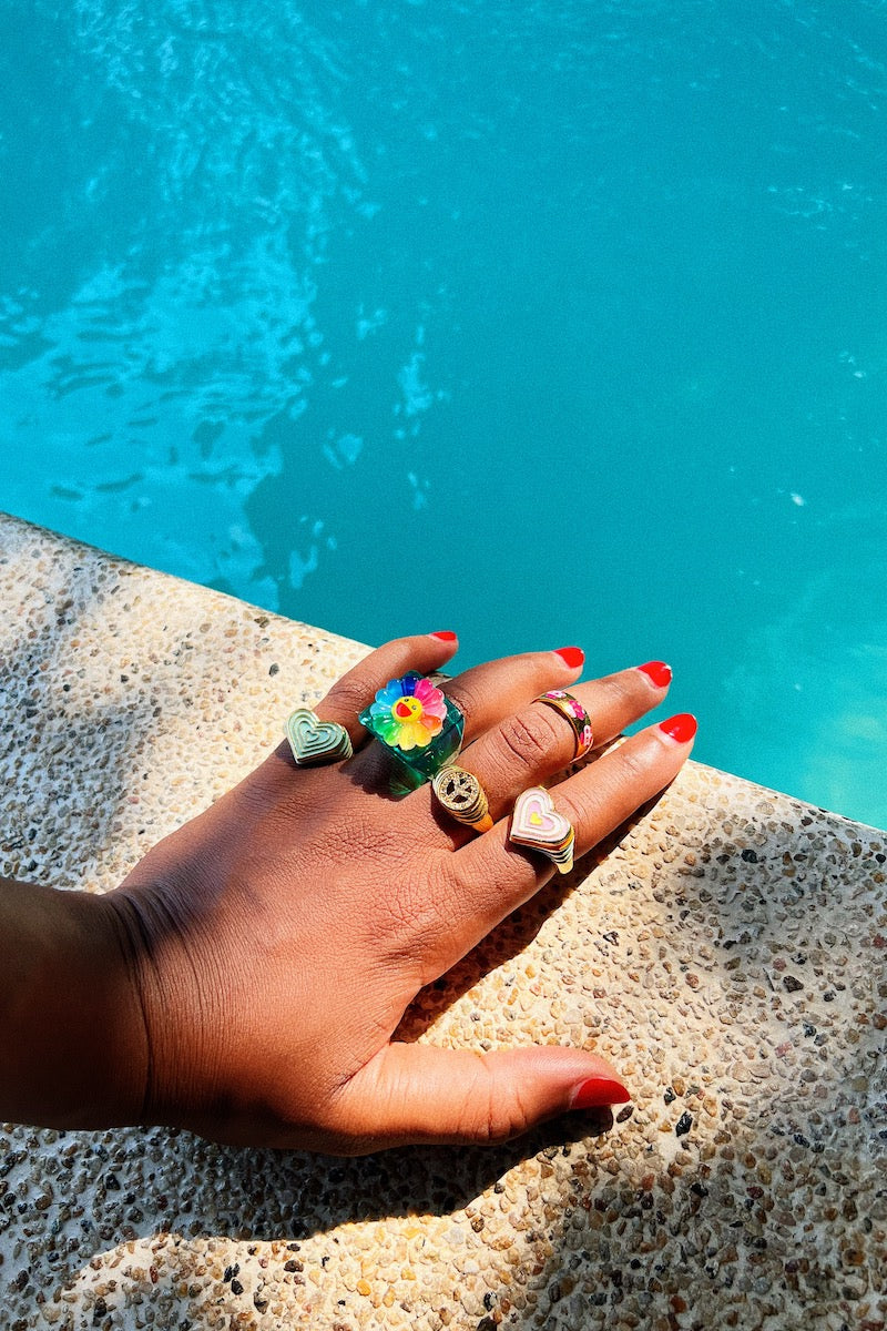 Crystal Peace Sign Stacking Ring Rings Mure + Grand