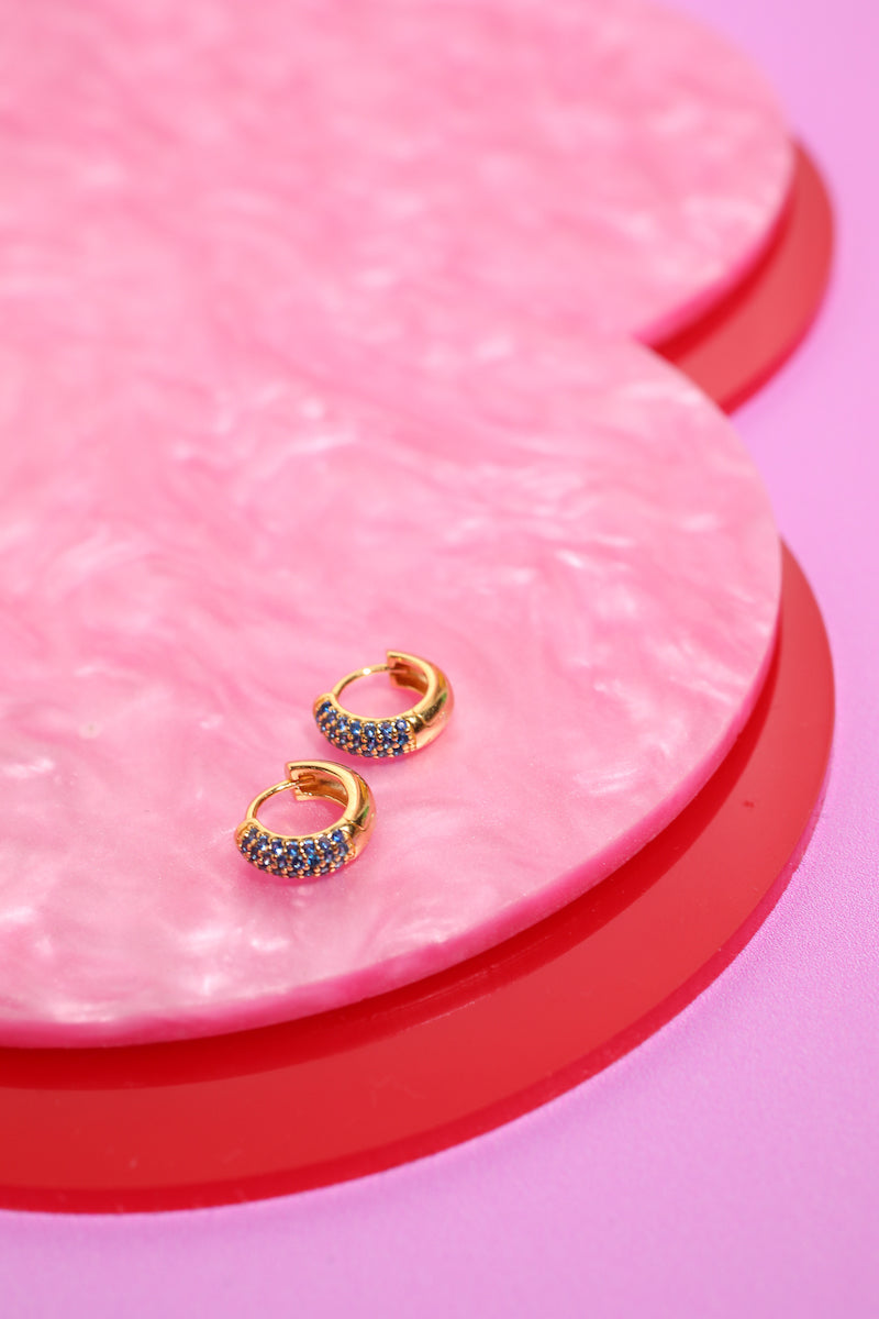 Crystal Sterling Silver Thick Huggies Earrings Mure + Grand