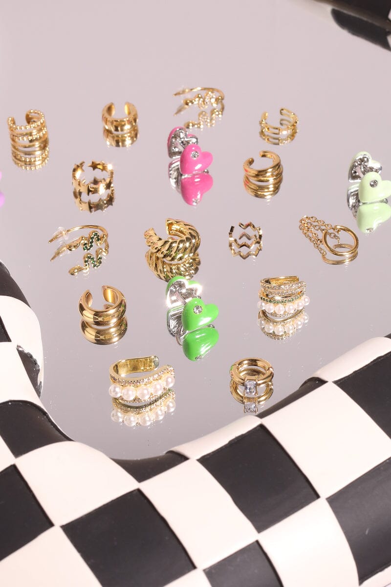 Double Heart Ear Cuff Earring mure + grand