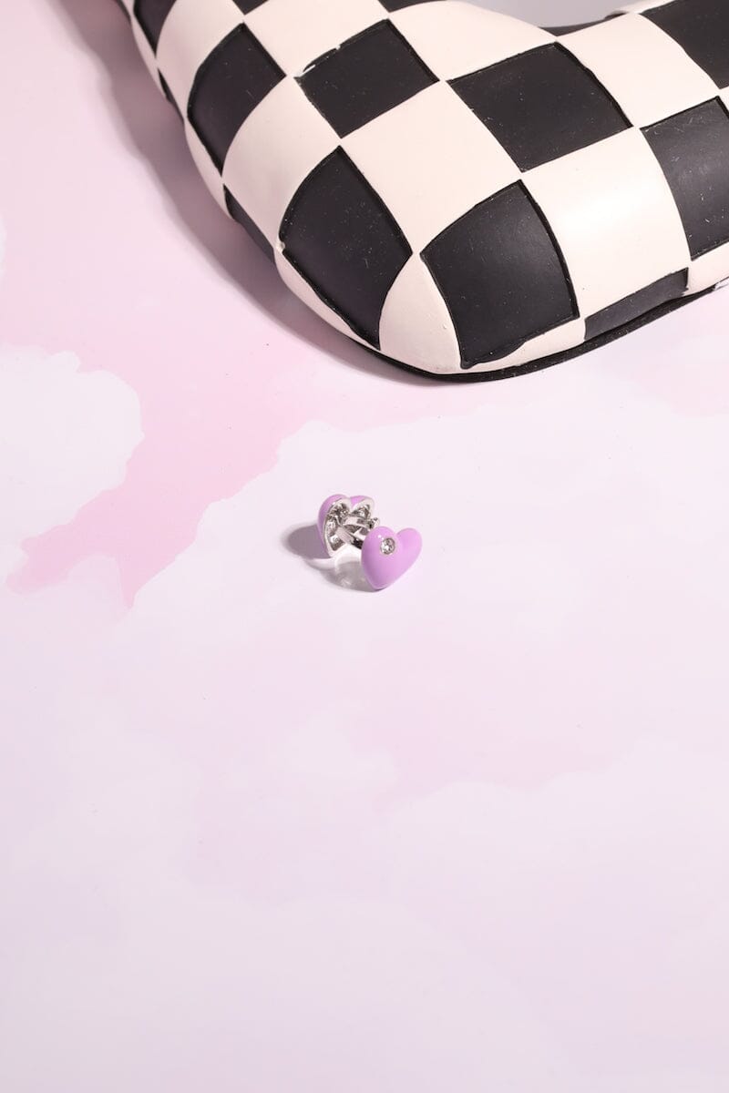 Double Heart Ear Cuff Earring mure + grand Lilac