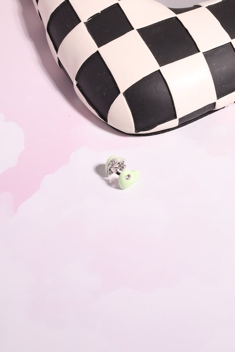 Double Heart Ear Cuff Earring mure + grand Mint