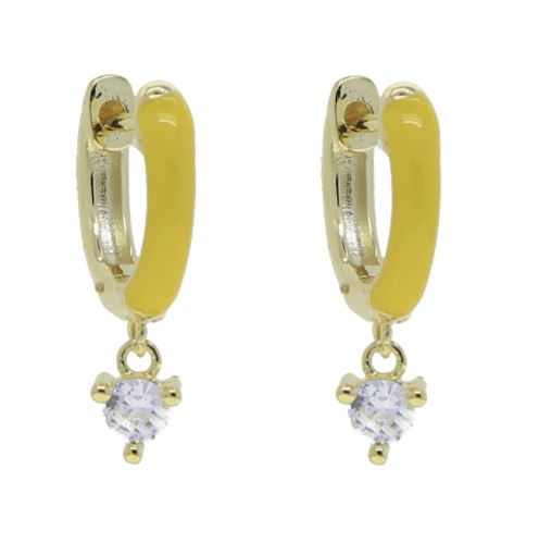 Enamel and Zirconia Stud Charm Dangle Earring Earring Mulberry & Grand Yellow