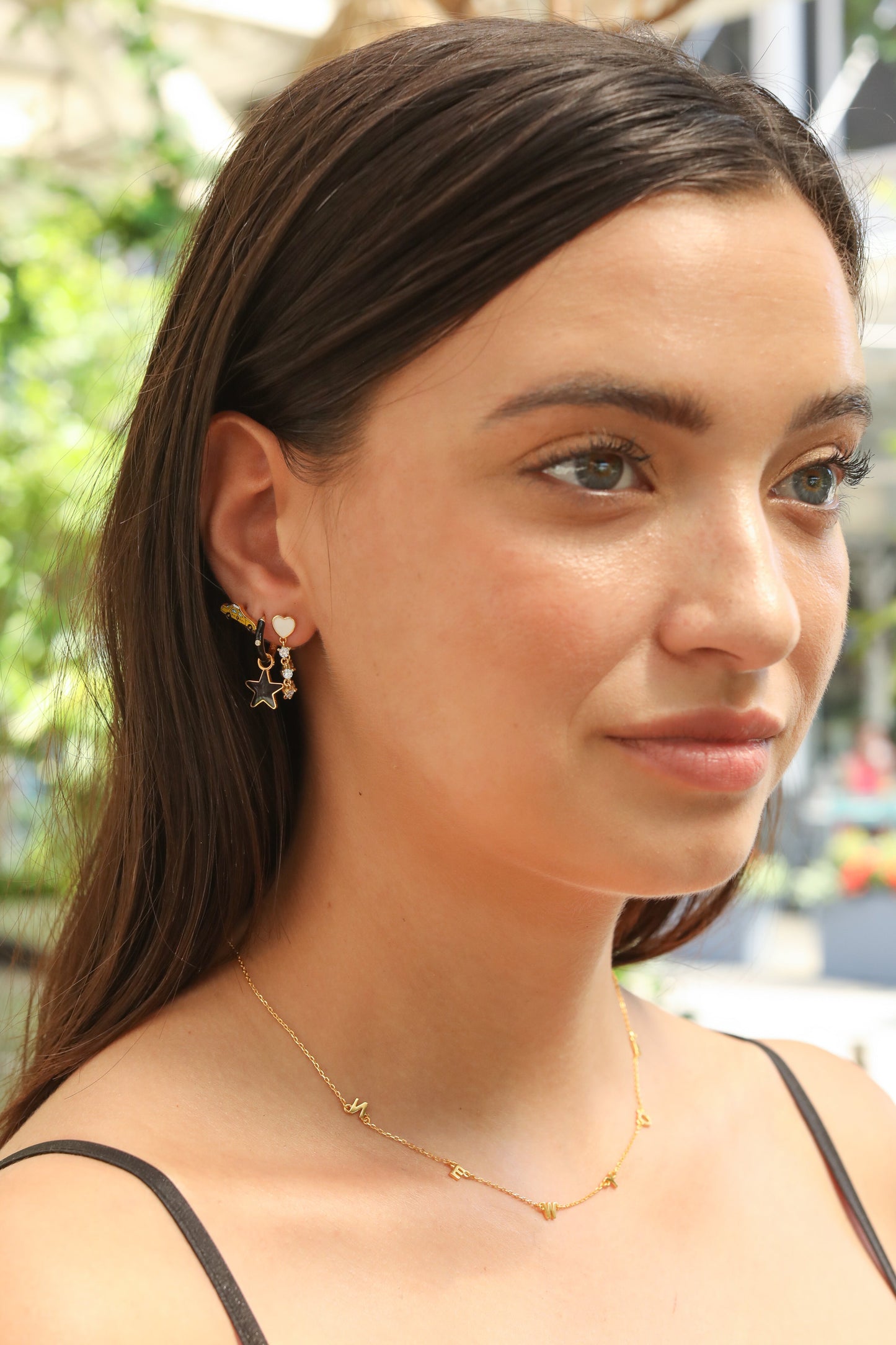 Enamel Heart Chain Drop Sterling Silver Earrings Earrings Mure + Grand