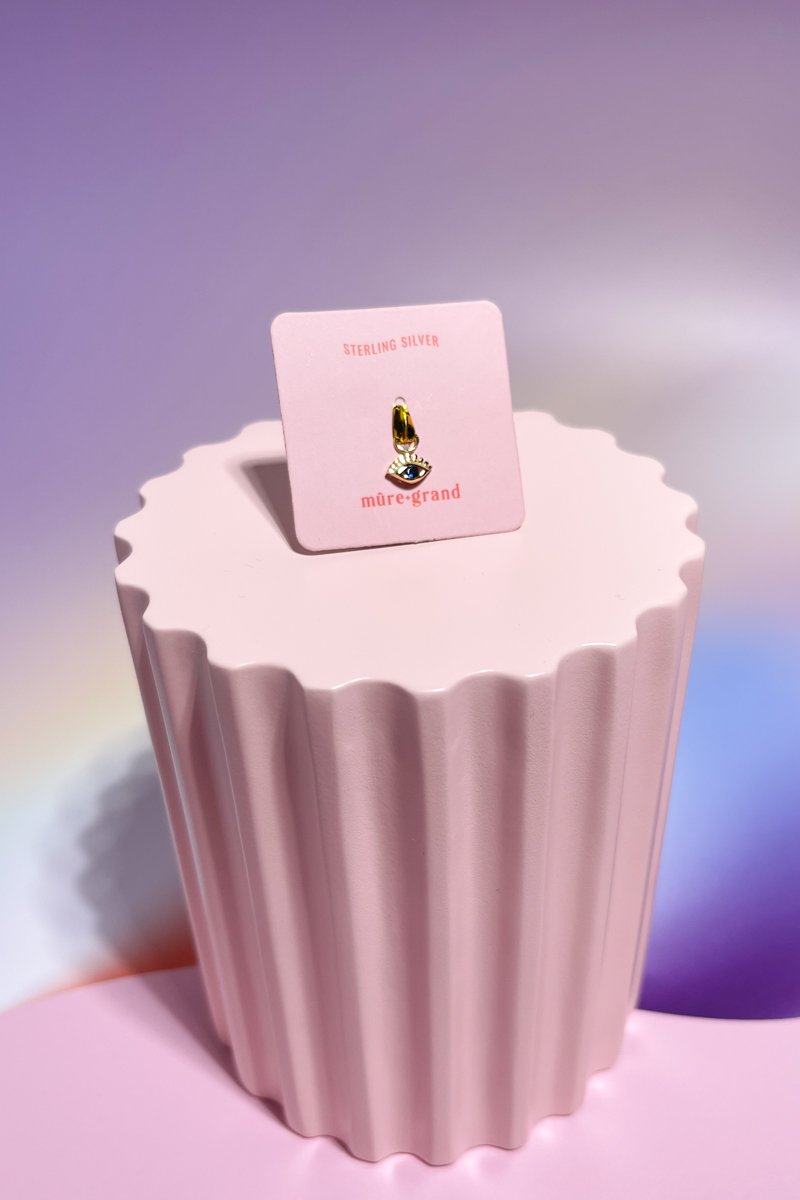 Evil Eye Sterling Silver Dangle Charm Earrings Mulberry & Grand