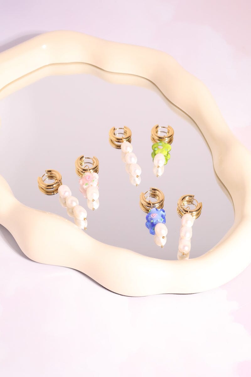 Flower Power Pearl Charm Dangle Earrings Earrings mure + grand