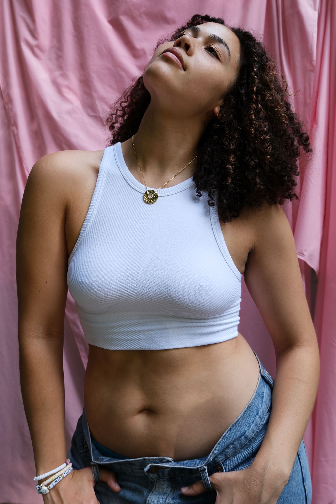 Freya High Neck Seamless Bra Top Top mure + grand White