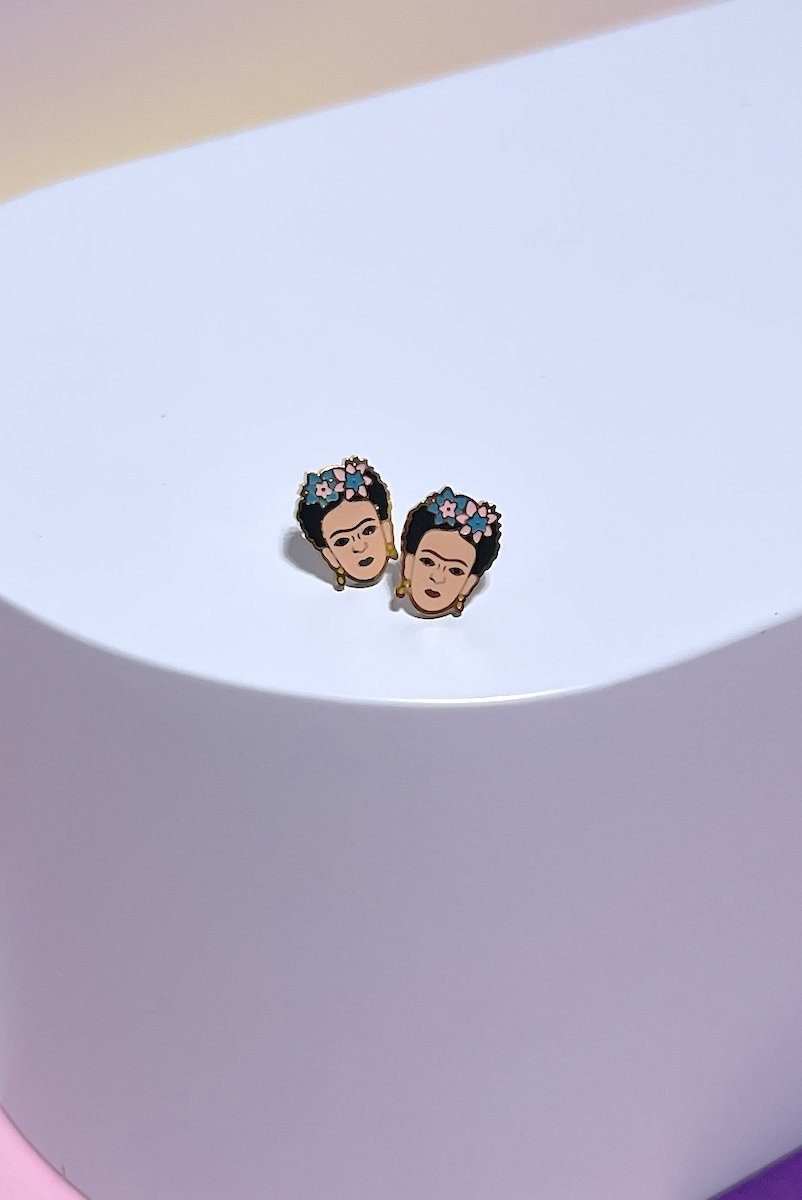 Frida Enamel Charm Stud Earrings Earrings Mure + Grand Silver
