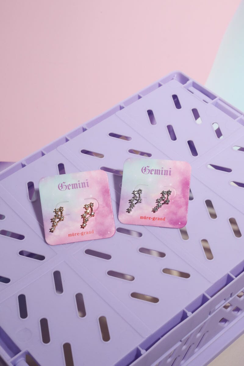 Gemini Crystal Zodiac Stud Earrings Earrings Mure + Grand
