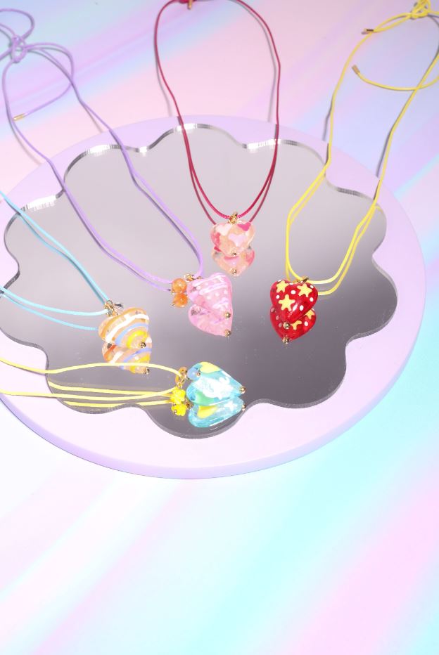 Glass + Enamel Bauble Heart Island Necklace Necklaces mure + grand 