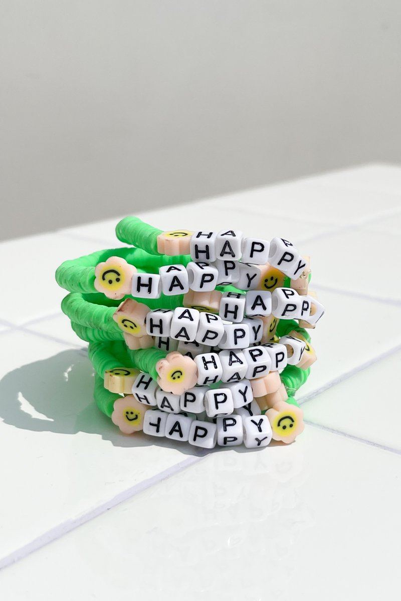 Happy Inspirational Beaded Bracelet Bracelet Mulberry & Grand