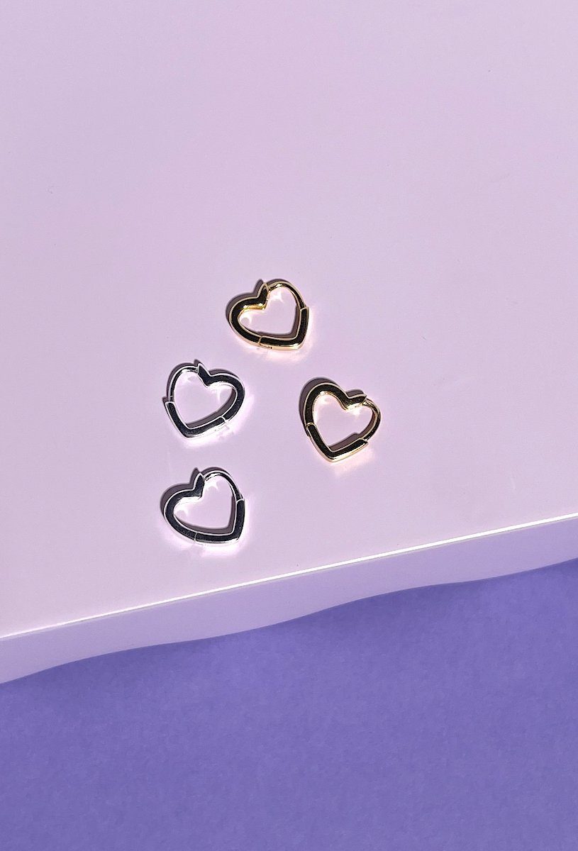 Heart Sterling Silver Huggies Earrings Mulberry & Grand