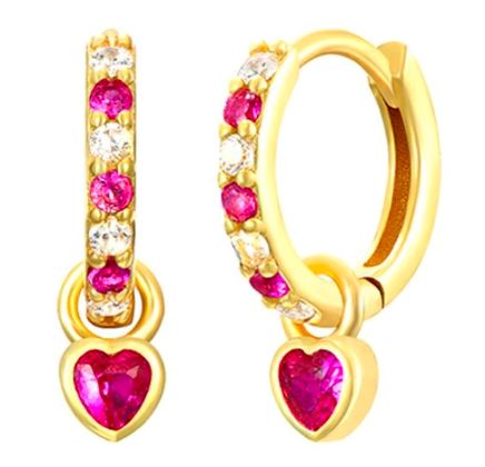 Heart Studded Sterling Silver Charm Dangle Earrings Earrings mure + grand