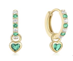 Heart Studded Sterling Silver Charm Dangle Earrings Earrings mure + grand