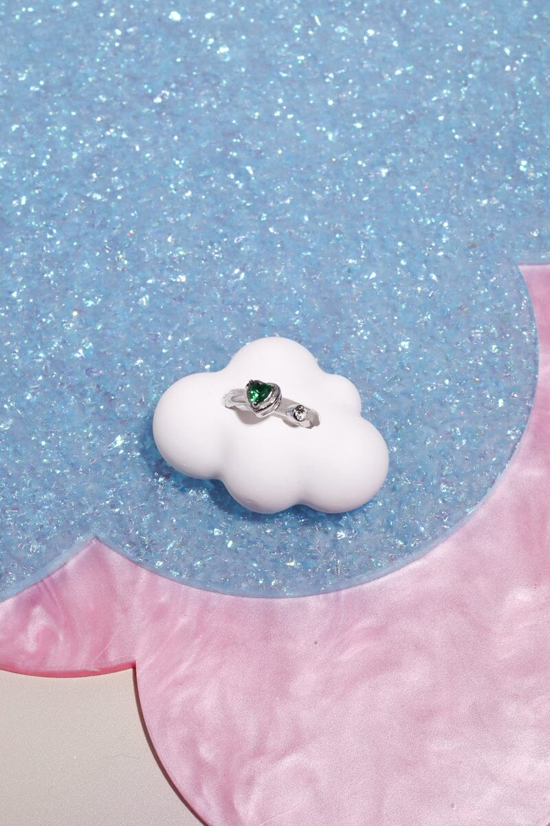 Hearts Desire Midi Ring in Silver Rings Mulberry & Grand Green