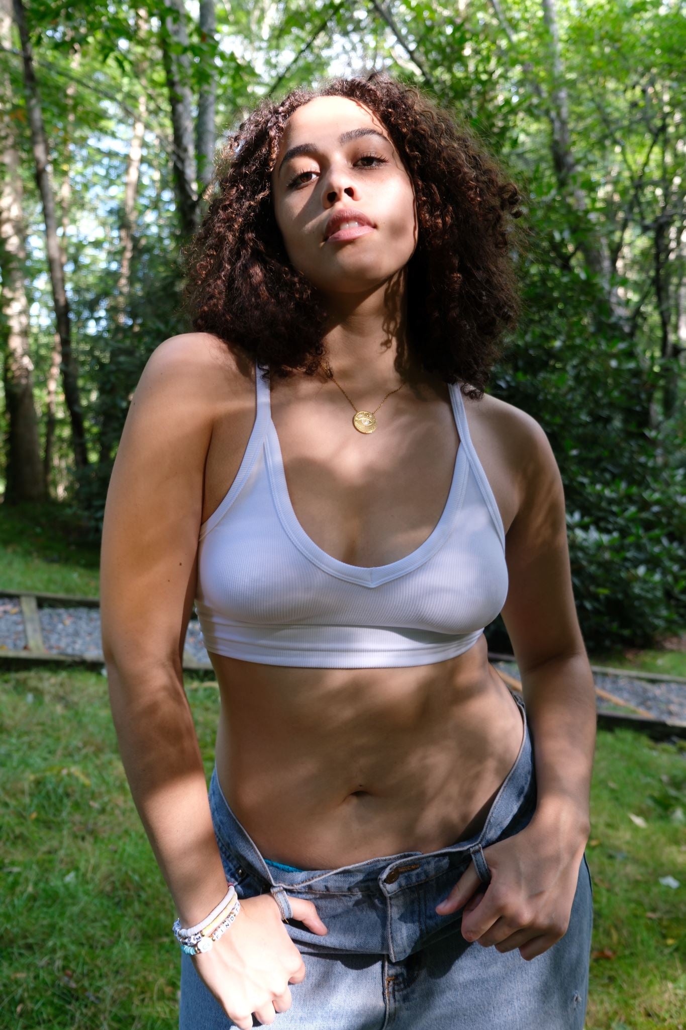 Indee Seamless Ribbed Bra Top Top mure + grand White