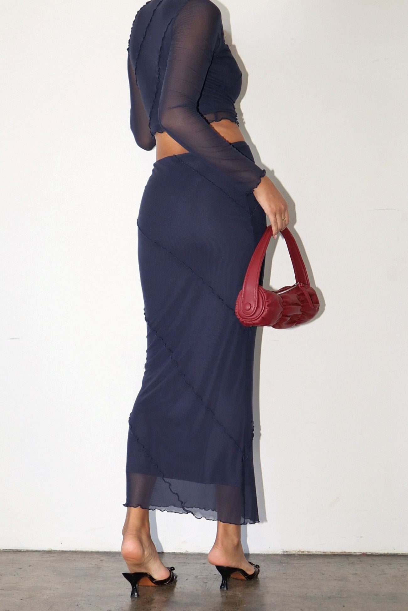 Ink Mesh Midi Skirt Clothing Bailey Rose