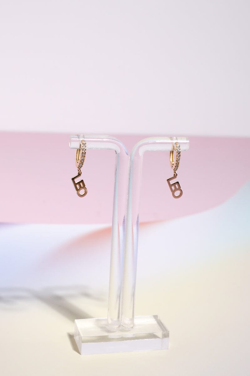 Leo Crystal Zodiac Charm Dangle Earrings Earrings Mure + Grand