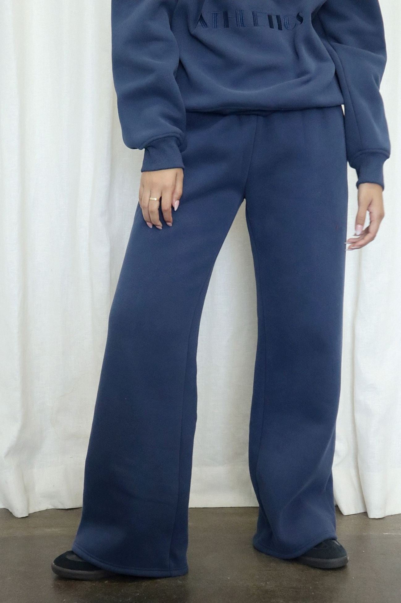 Like a Cloud Straight Leg Sweatpants in Navy Clothing Bailey Rose