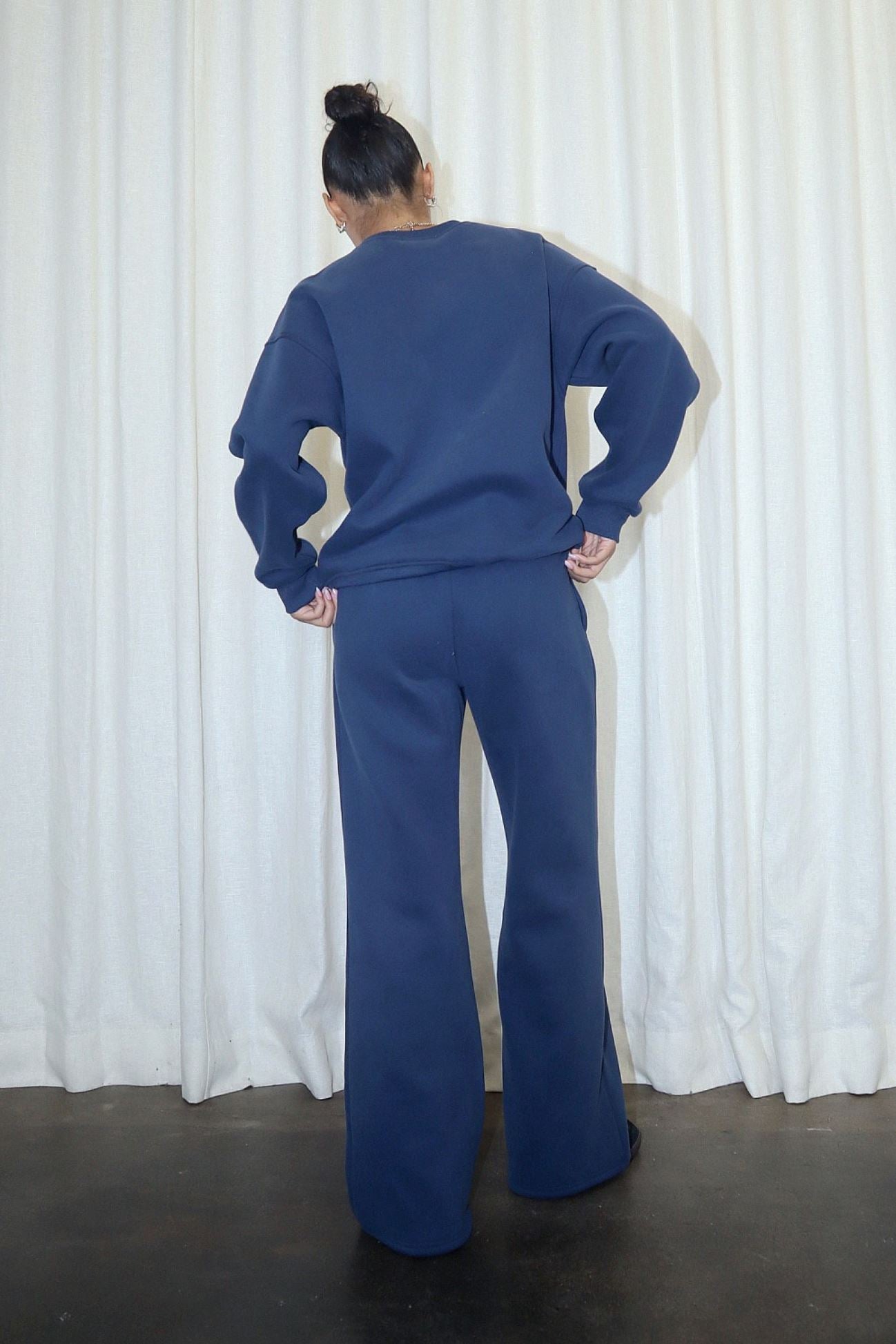 Like a Cloud Straight Leg Sweatpants in Navy Clothing Bailey Rose