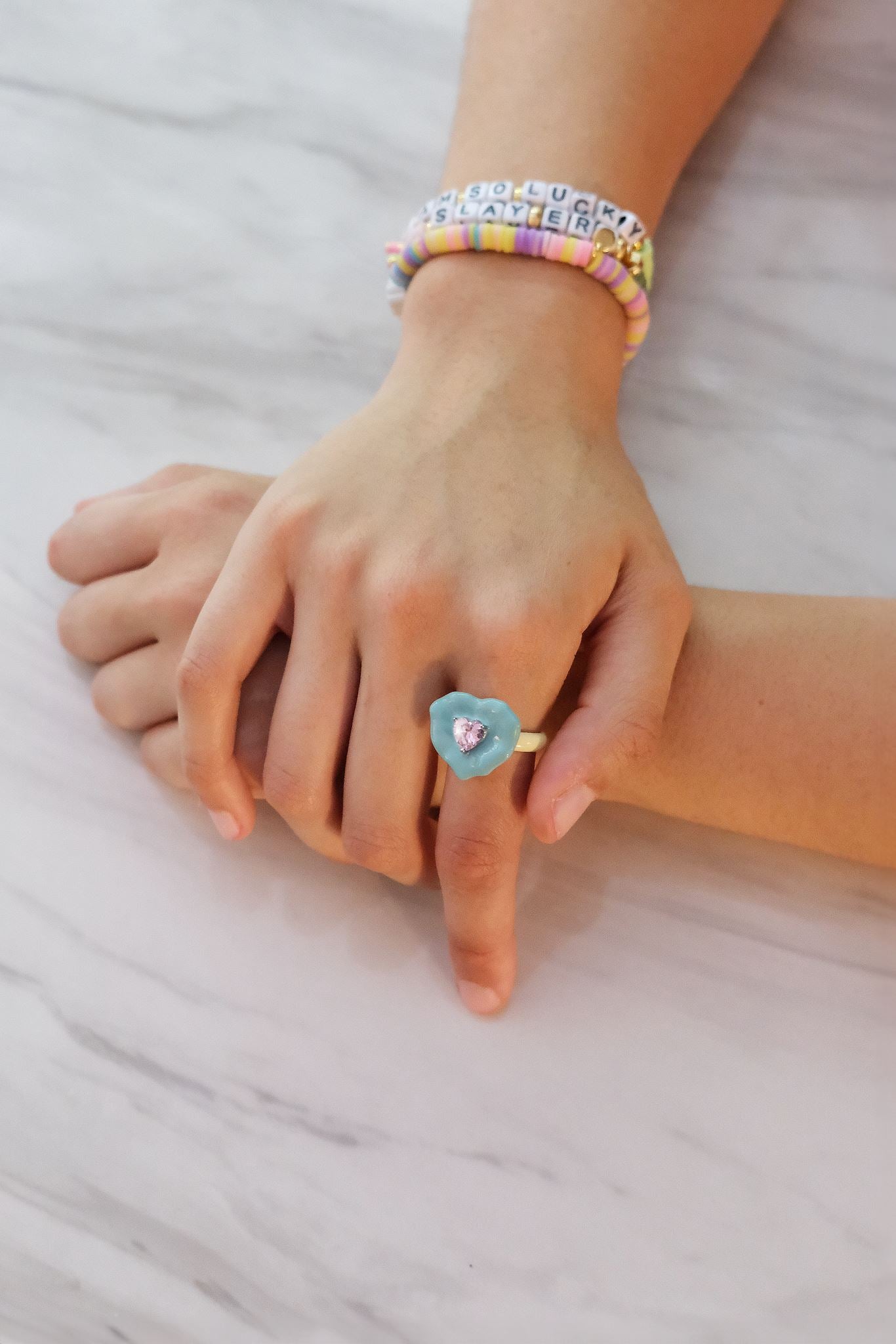 Lilypad Love Painted Crystal Stacking Ring Rings mure + grand