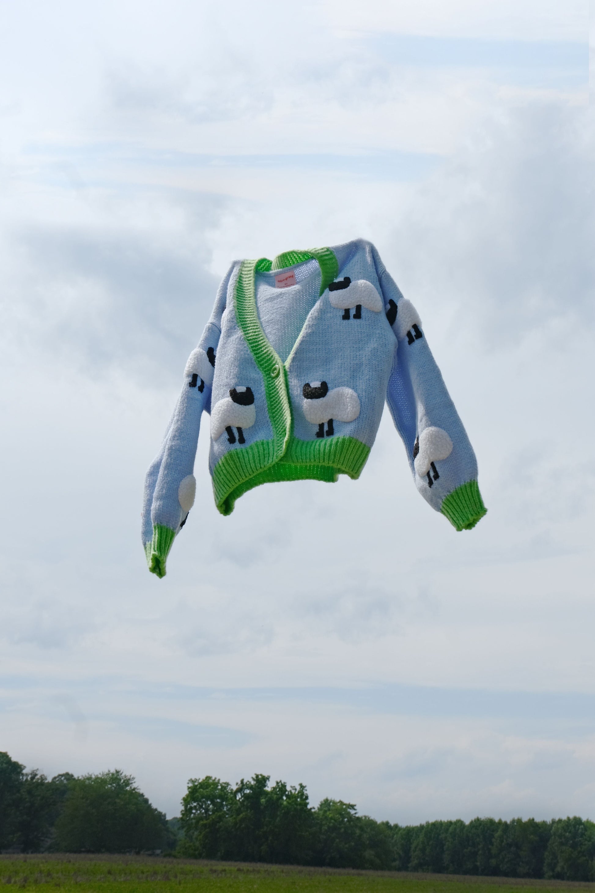 Little Lamb Puff Cardigan Sweater mure + grand