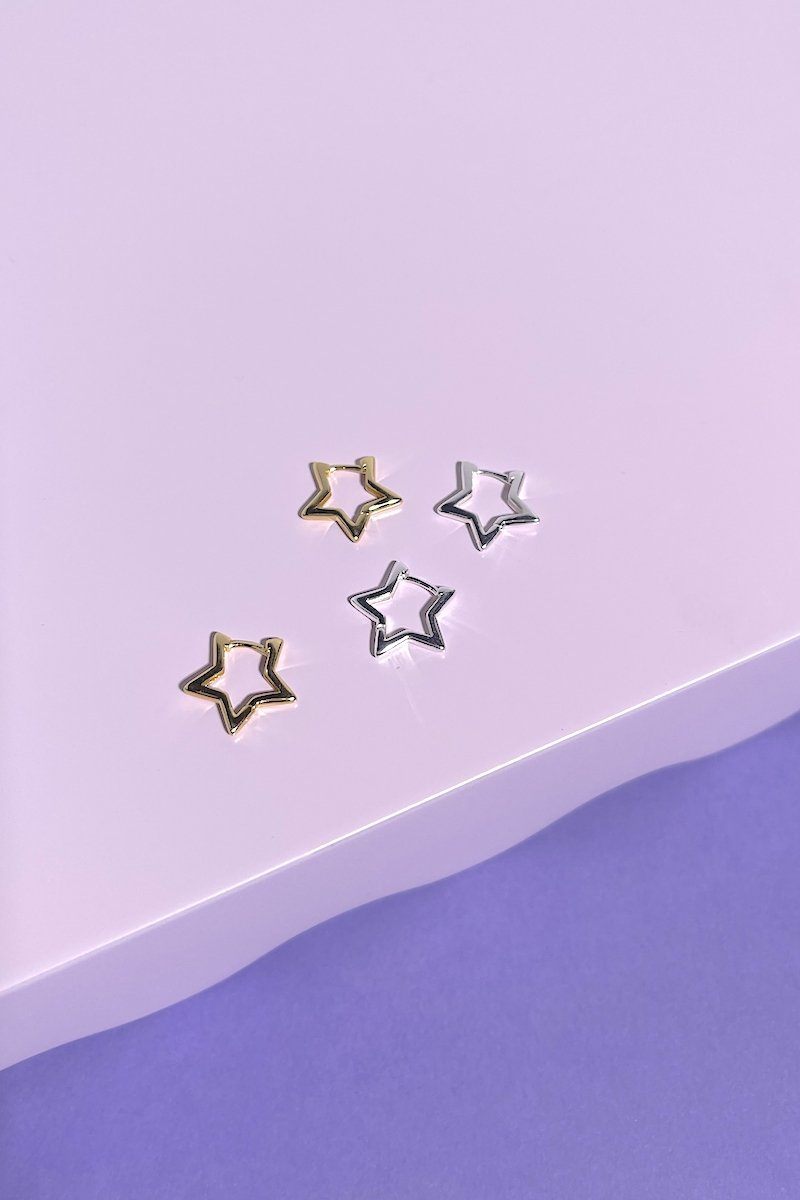 Litzy Star Sterling Silver Huggie Earrings Earring Mulberry & Grand Gold