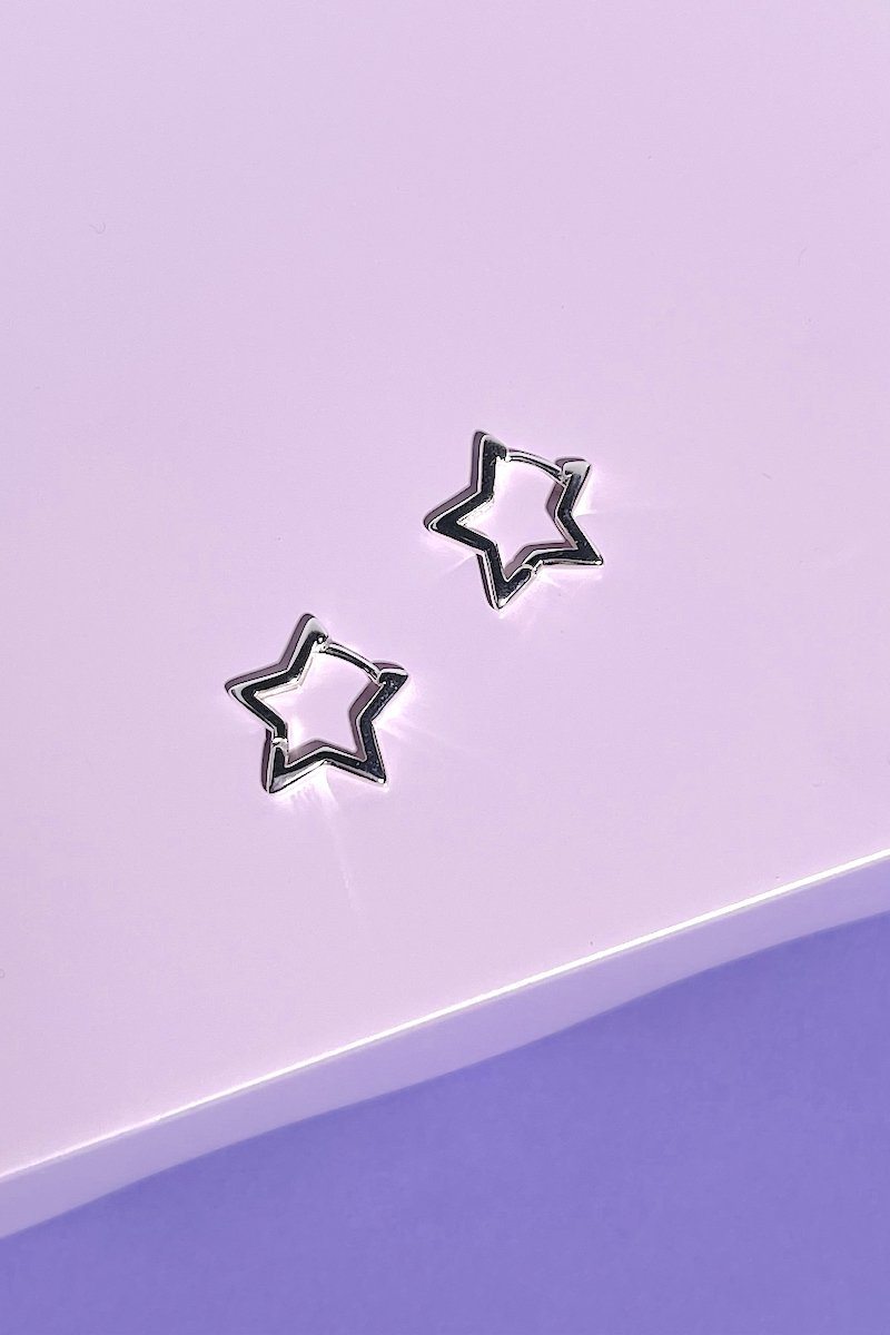 Litzy Star Sterling Silver Huggie Earrings Earring Mulberry & Grand Silver