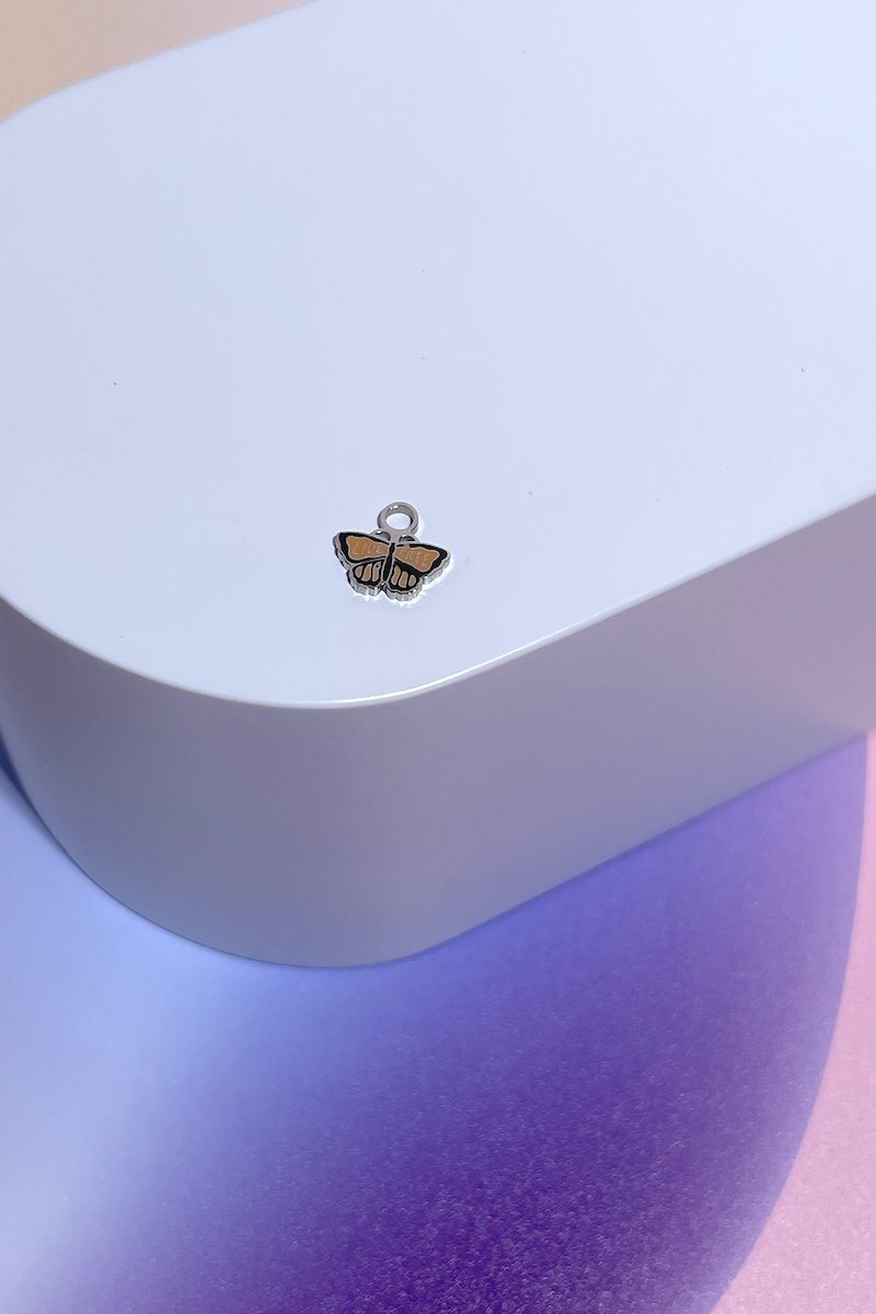 Live Free Butterfly Enamel Charm Dangle Earrings Mure + Grand Silver