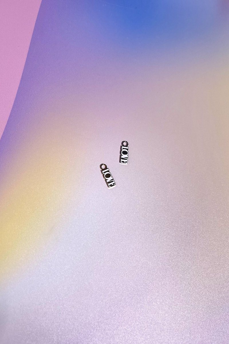 Love Enamel Charm Dangle Earrings Mure + Grand Silver