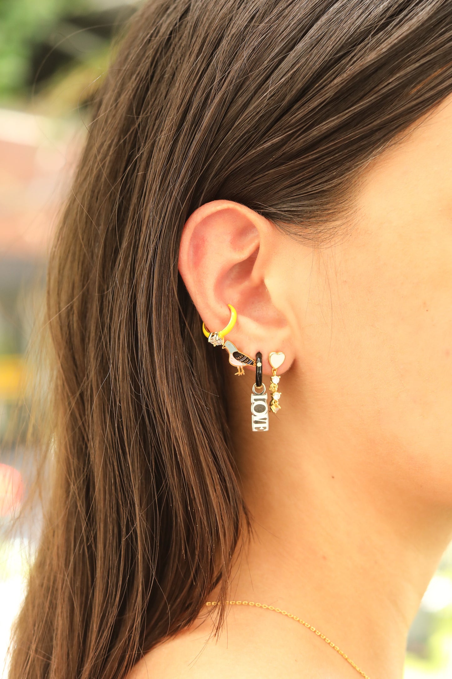 Love Enamel Dangle Charm Earrings Mure + Grand