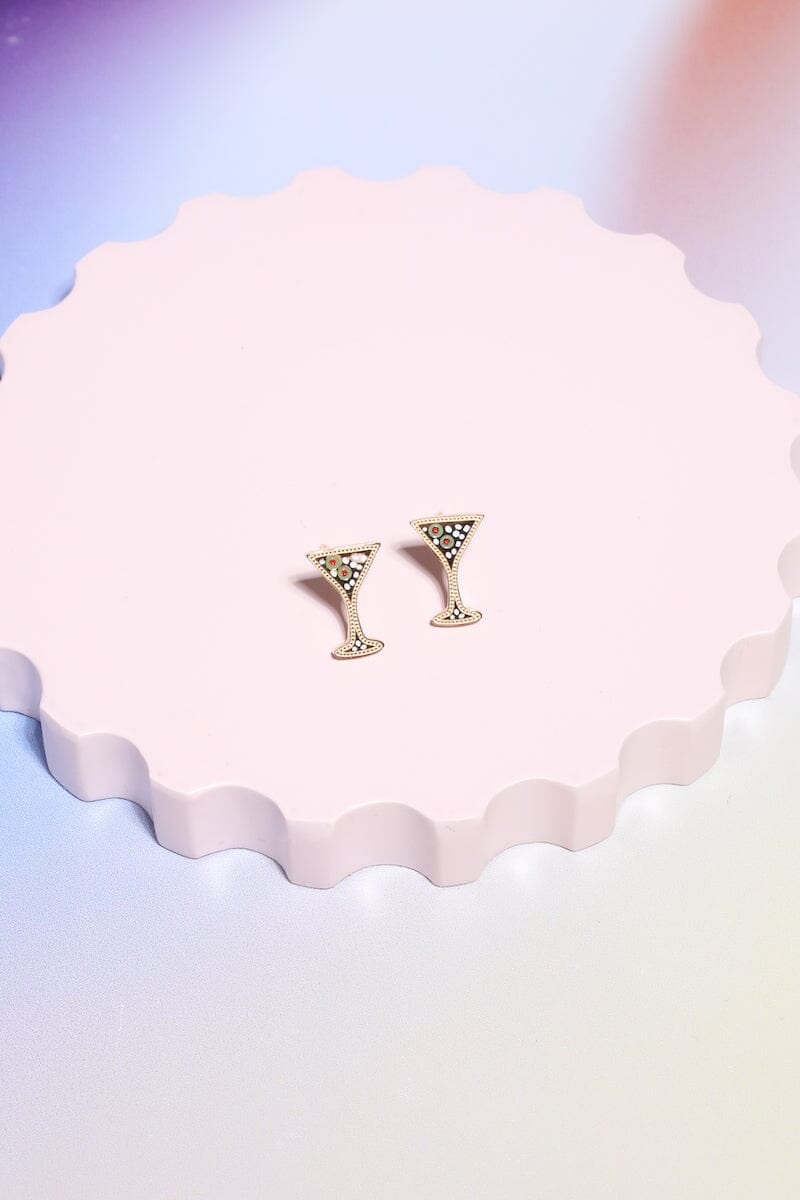Martini Enamel Charm Stud Earrings Earrings Mure + Grand