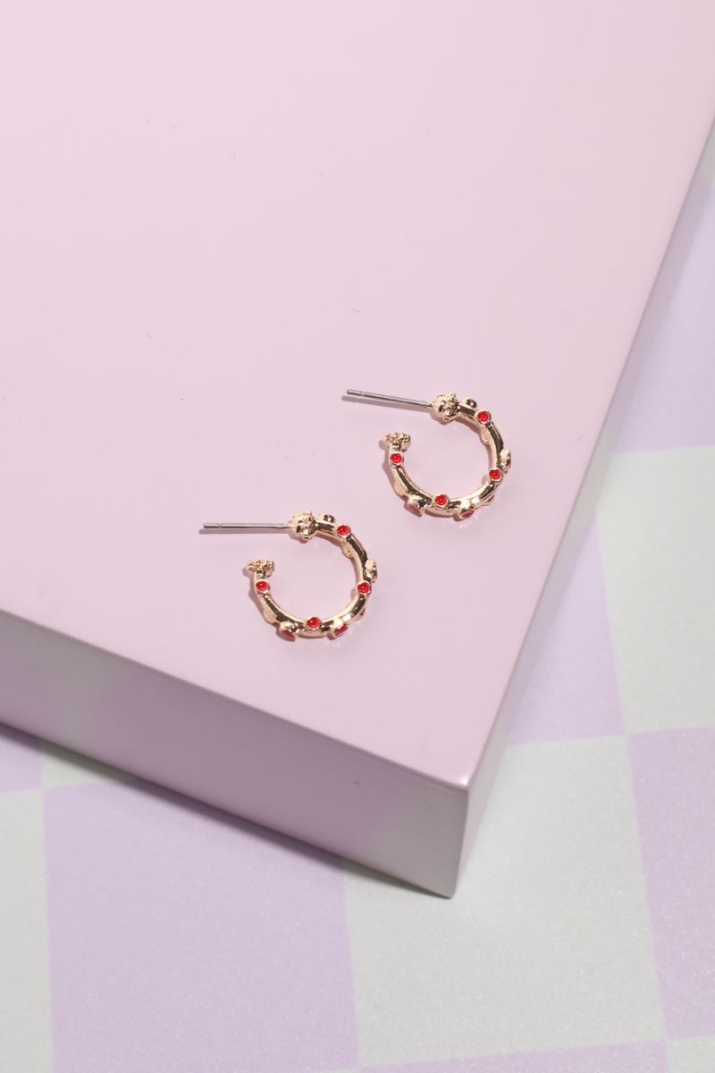 Mini Confetti Hoop Earrings Earrings Mure + Grand Red