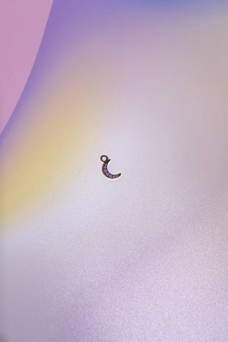 Moon Enamel Dangle Charm Earrings Mure + Grand Gold