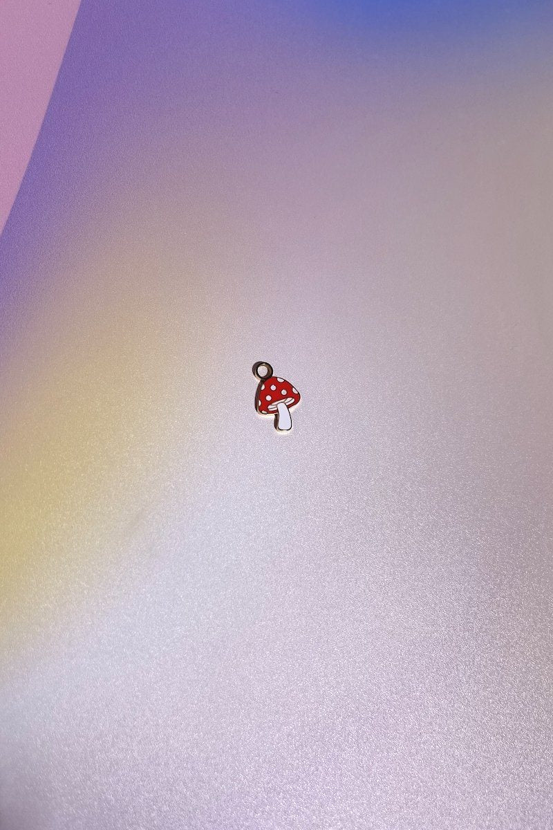 Mushroom Enamel Dangle Charm Earrings Mure + Grand Silver