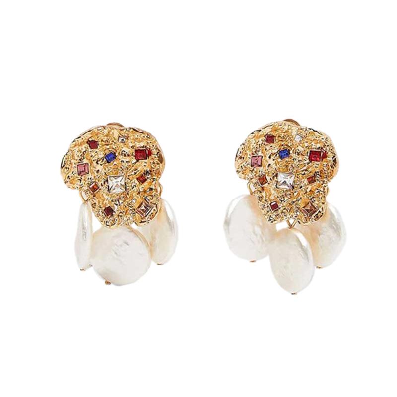 Nava Jewel Pearl Drop Earrings Earrings Mulberry & Grand