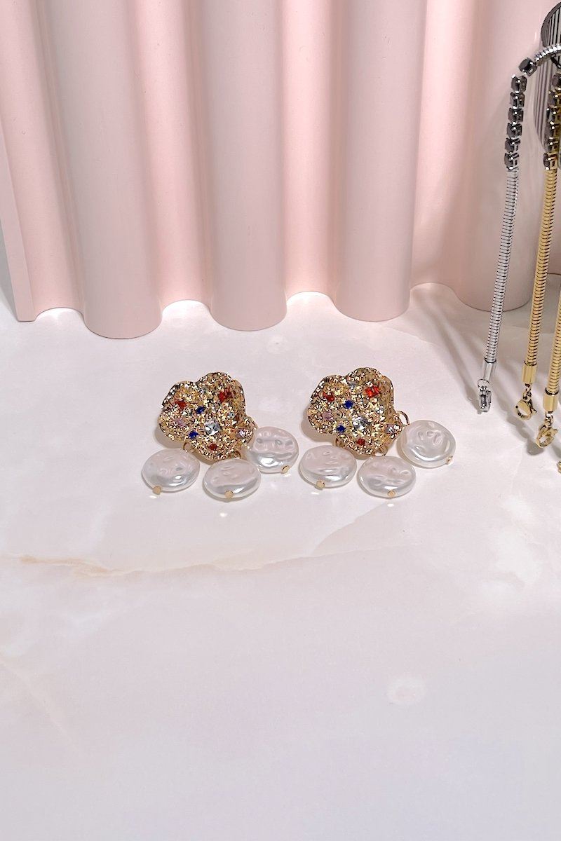 Nava Jewel Pearl Drop Earrings Earrings Mulberry & Grand Gold