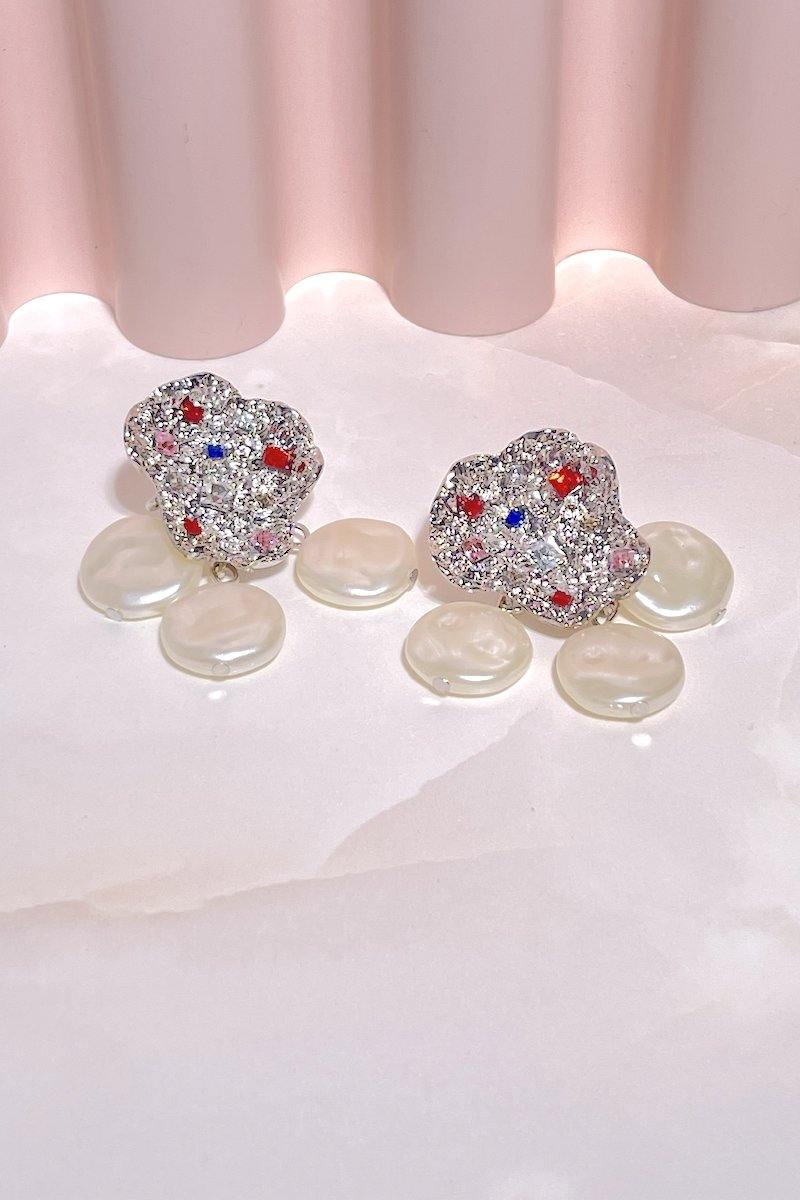 Nava Jewel Pearl Drop Earrings Earrings Mulberry & Grand Silver