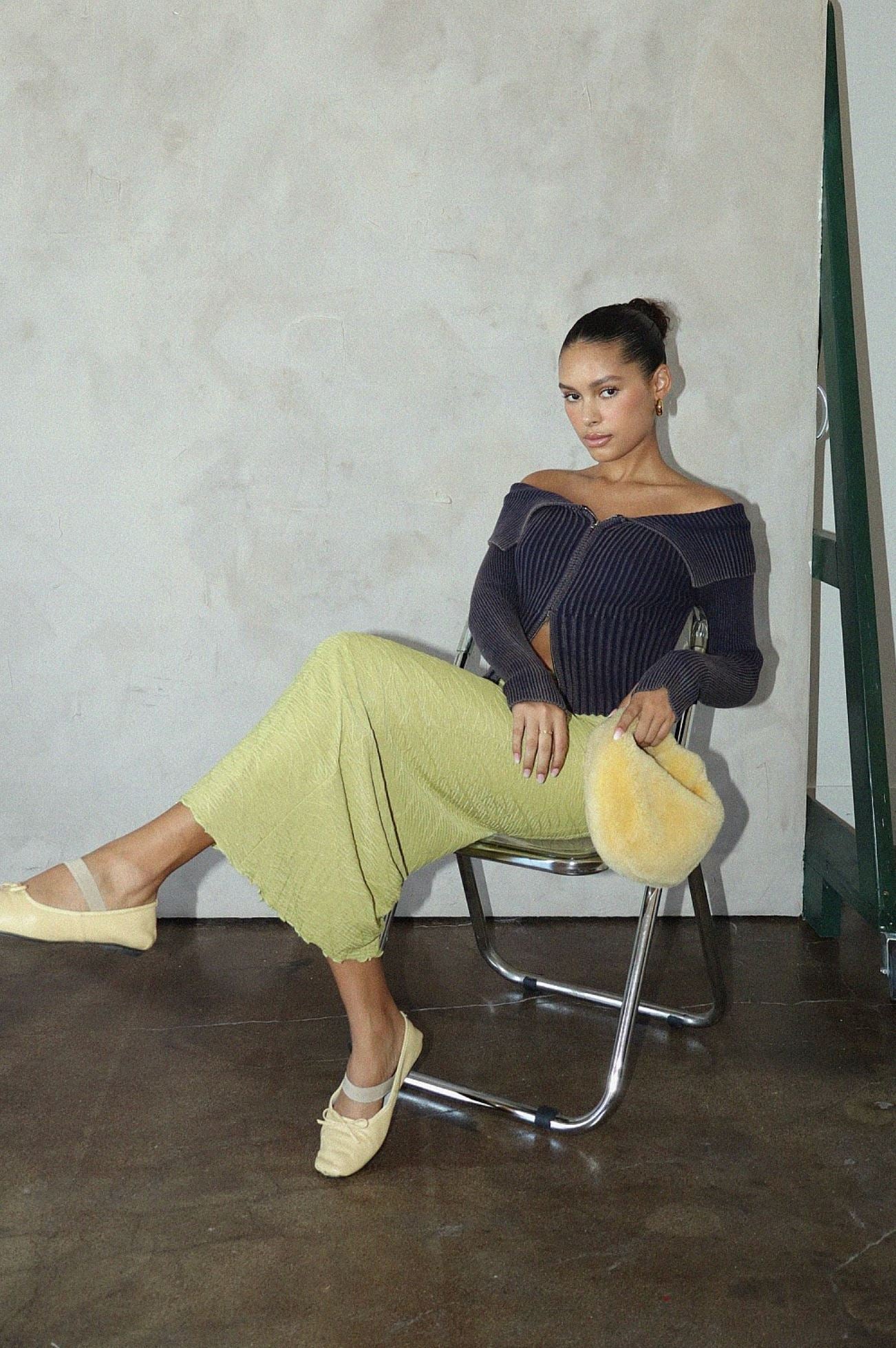 Navy Washed Off the Shoulder Top Clothing Bailey Rose