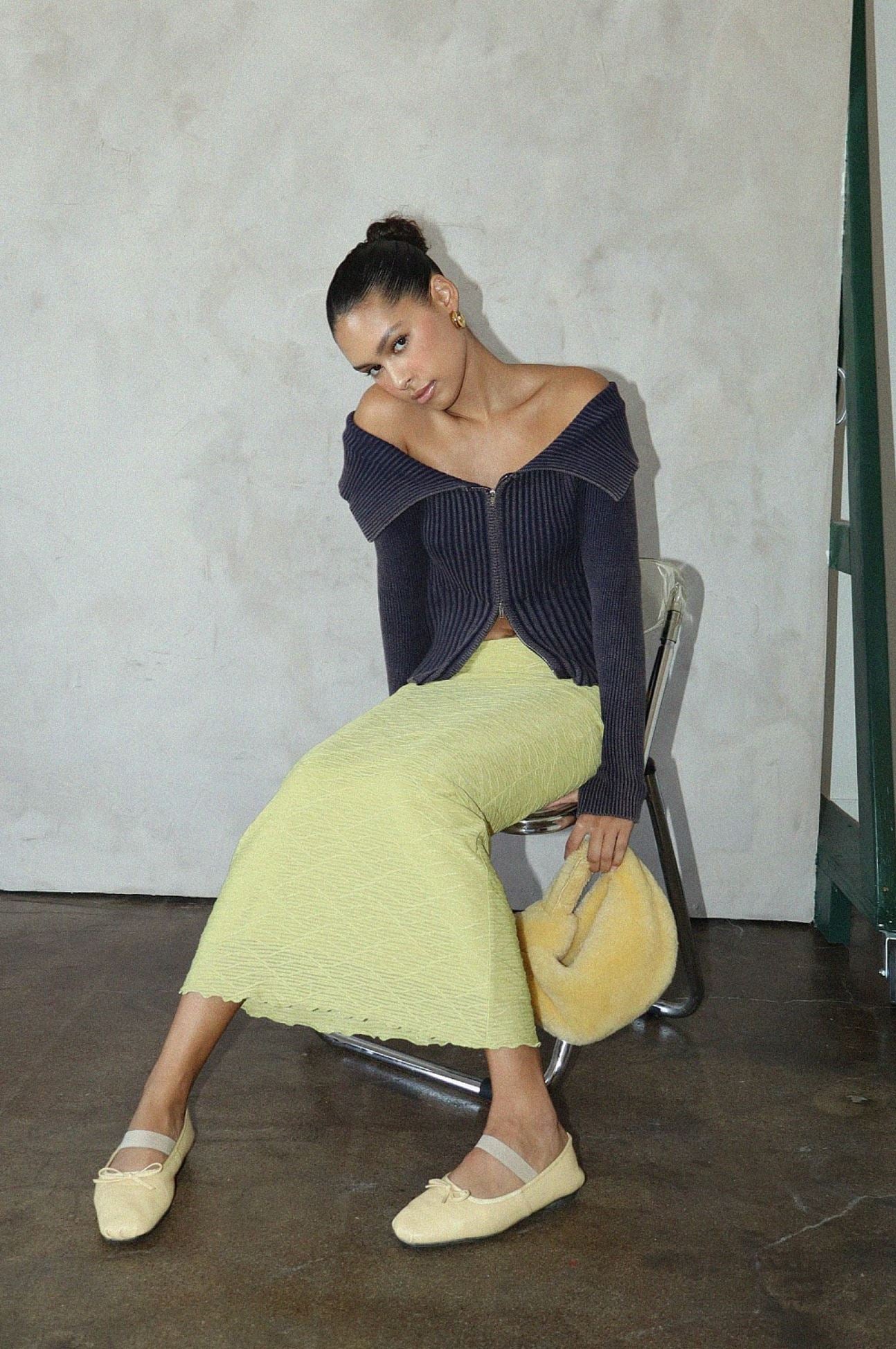 Navy Washed Off the Shoulder Top Clothing Bailey Rose