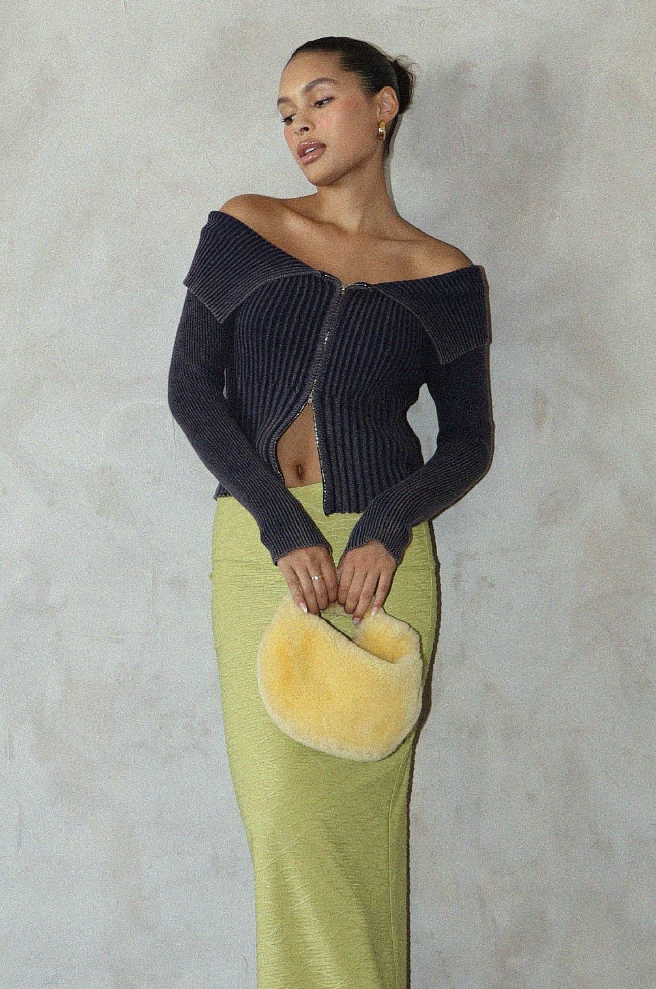 Navy Washed Off the Shoulder Top Clothing Bailey Rose